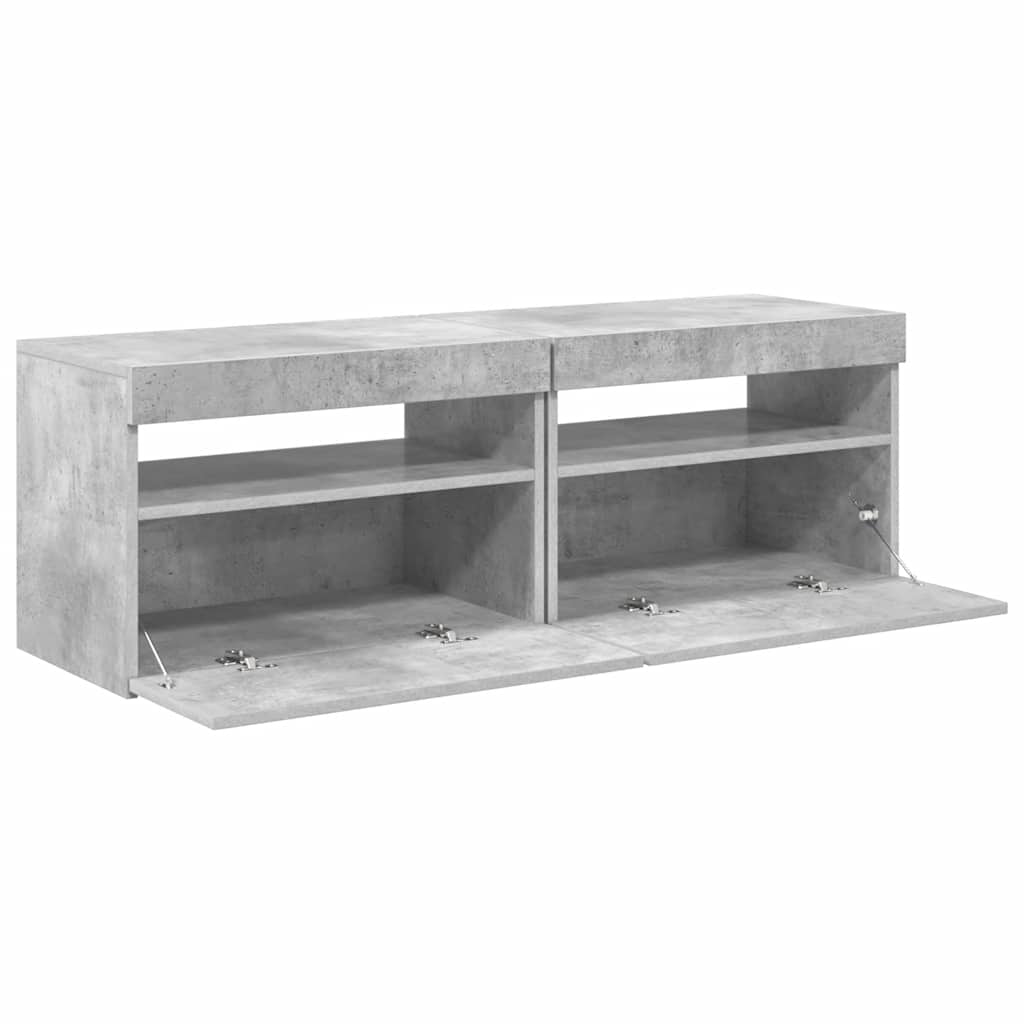 TV Cabinets with LED Lights 2 pcs Concrete Grey 60x35x40 cm