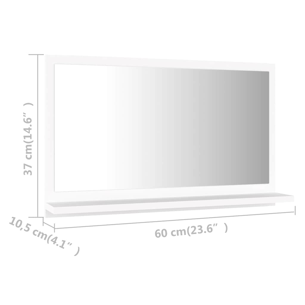 Mirror | White | Engineered wood, Acrylic | Bathroom Mirror | Rectangular