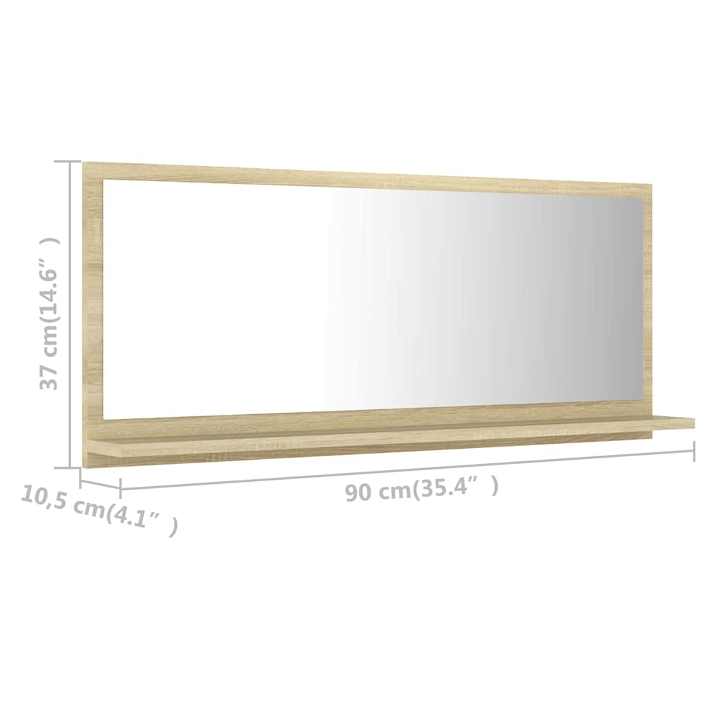Bathroom Mirror Sonoma Oak 90x10.5x37 cm Engineered Wood