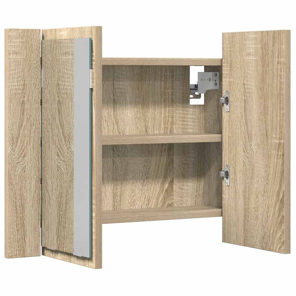 LED Mirror Cabinet | Sonoma Oak | Engineered Wood, Acrylic | Medium
