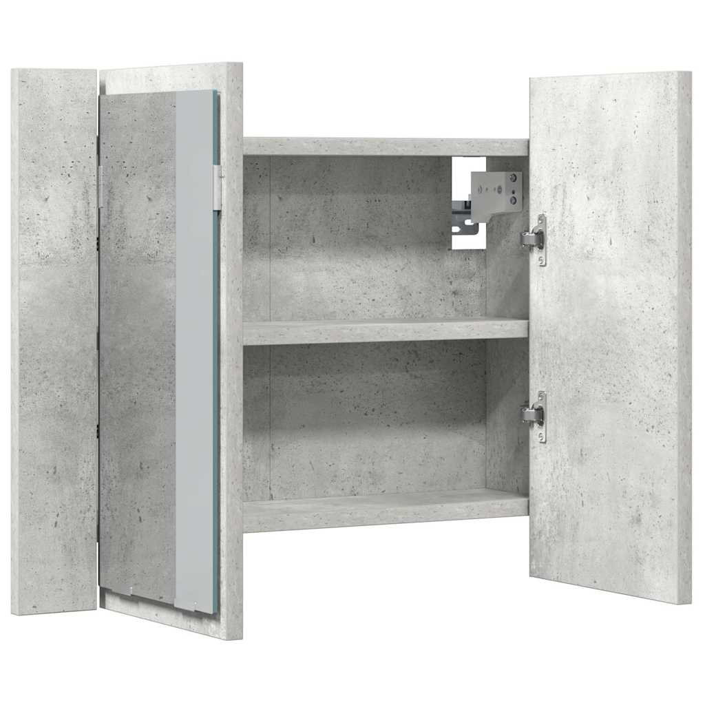 LED Bathroom Mirror Cabinet Concrete Grey 60x12x45 cm Acrylic