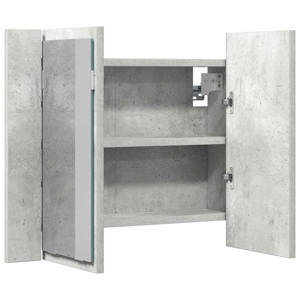 Led Mirror Cabinet | Concrete grey | Engineered wood | 60 x 12 x 45 cm