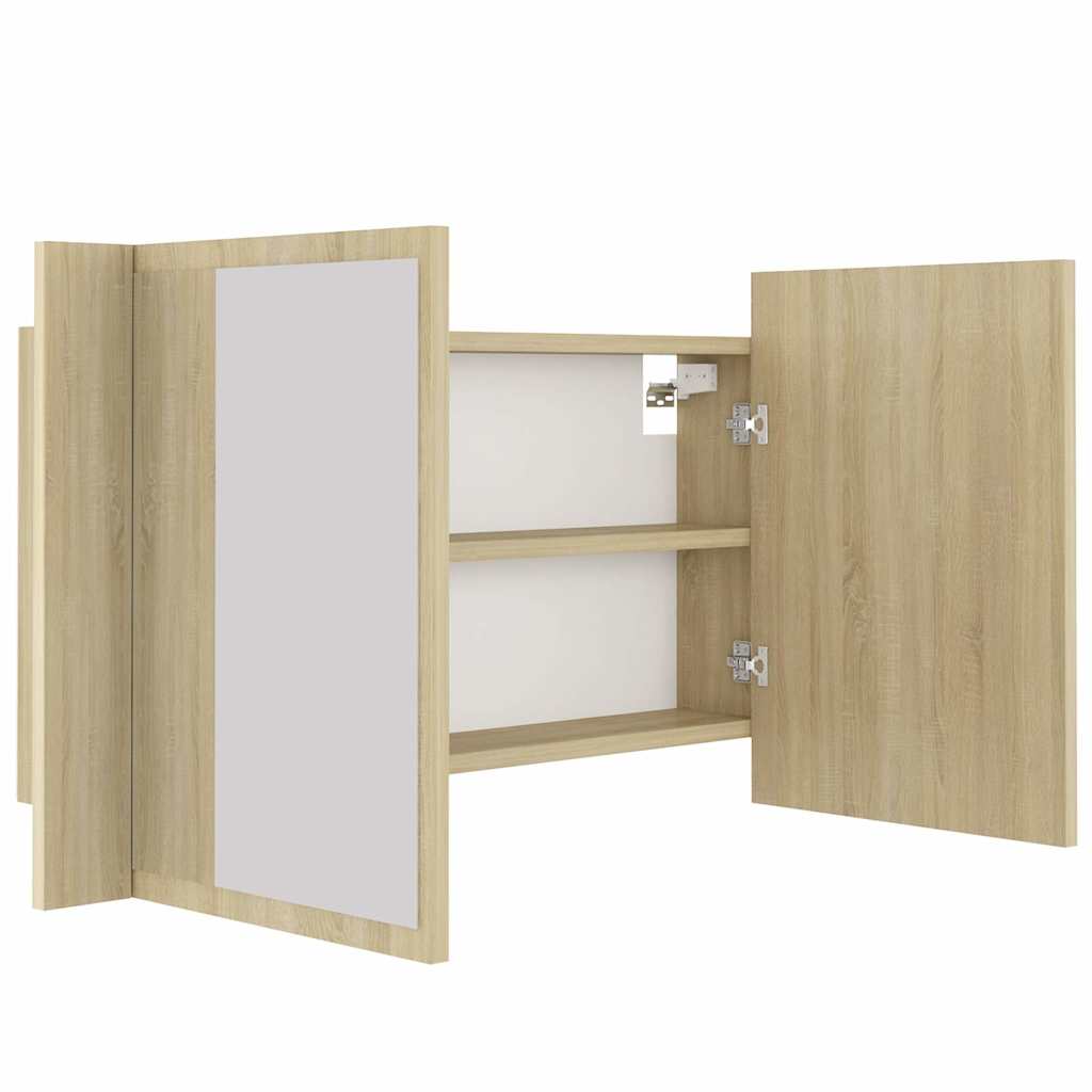 Led Mirror Cabinet | Sonoma oak | Engineered wood | 80 x 12 x 45 cm