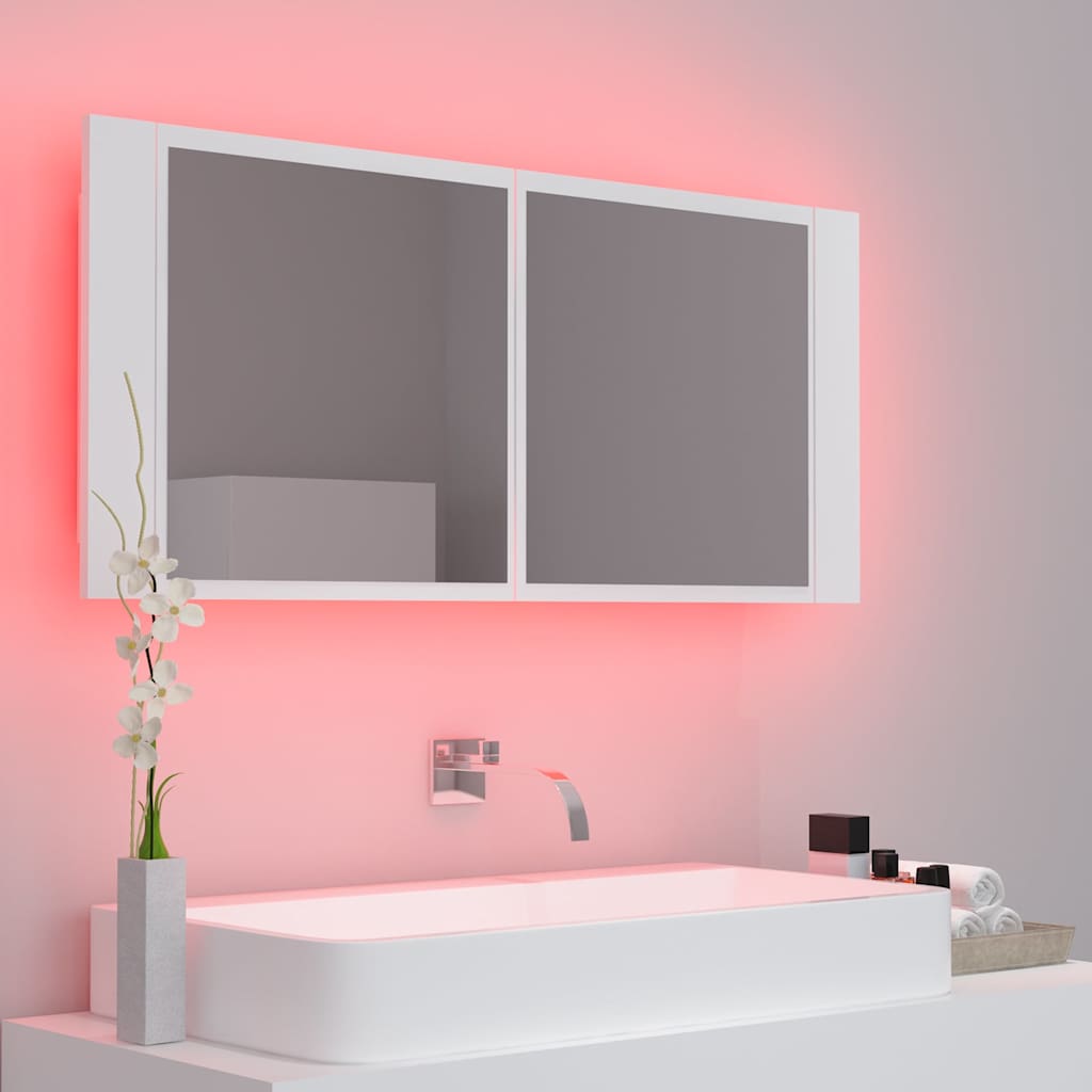 Led Mirror Cabinet | White | Engineered wood, acrylic | 100 x 12 x 45 cm