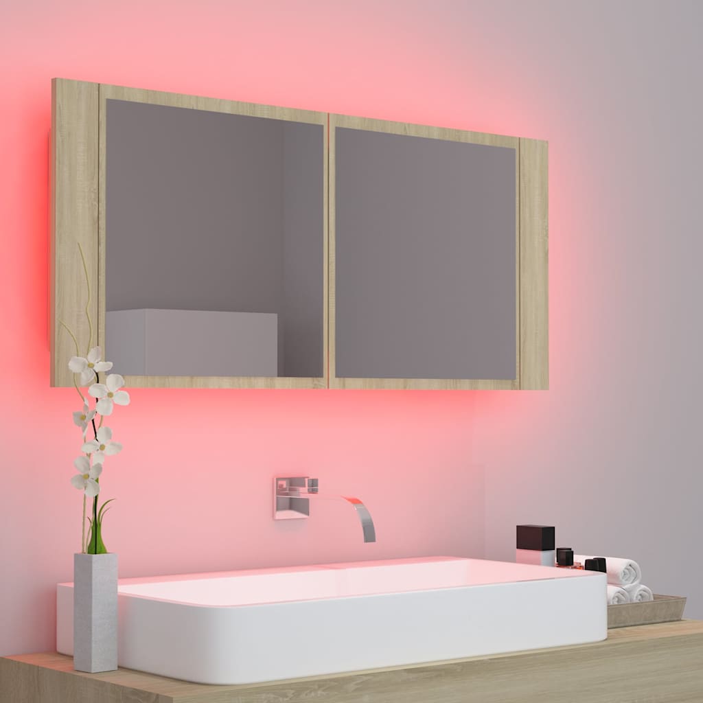 Led Mirror Cabinet | Sonoma Oak | Engineered wood, acrylic | Medium