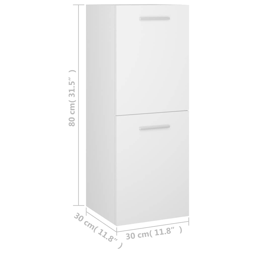 Bathroom Cabinet | White | Engineered wood | 30x30x80 cm