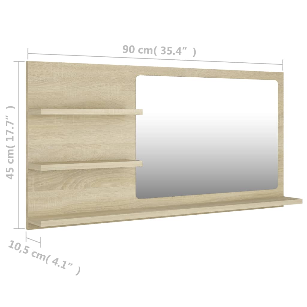 Mirror | Sonoma oak | Engineered wood, Acrylic | 90 cm x 45 cm