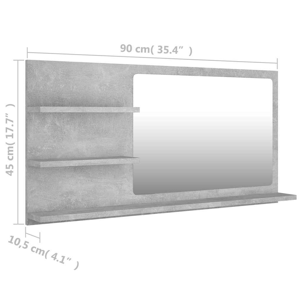 Mirror | Concrete Grey | Engineered Wood, Acrylic | Bathroom Mirror