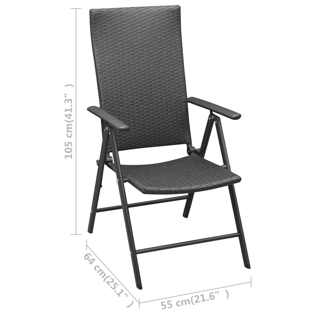 Dining Set | Black | Aluminium, PE Rattan, WPC | Medium | Foldable