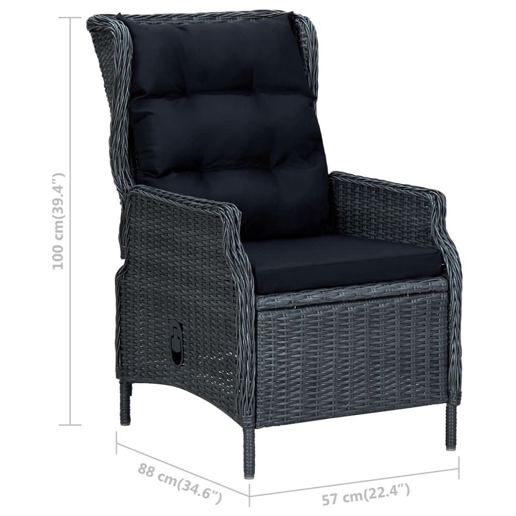 7 Piece Patio Dining Set with Cushions Poly Rattan Dark Gray