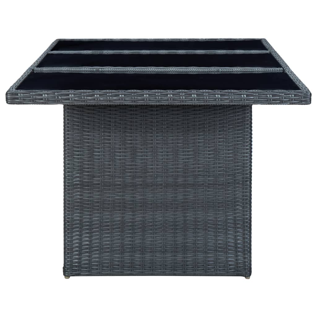 7 Piece Patio Dining Set with Cushions Poly Rattan Dark Gray