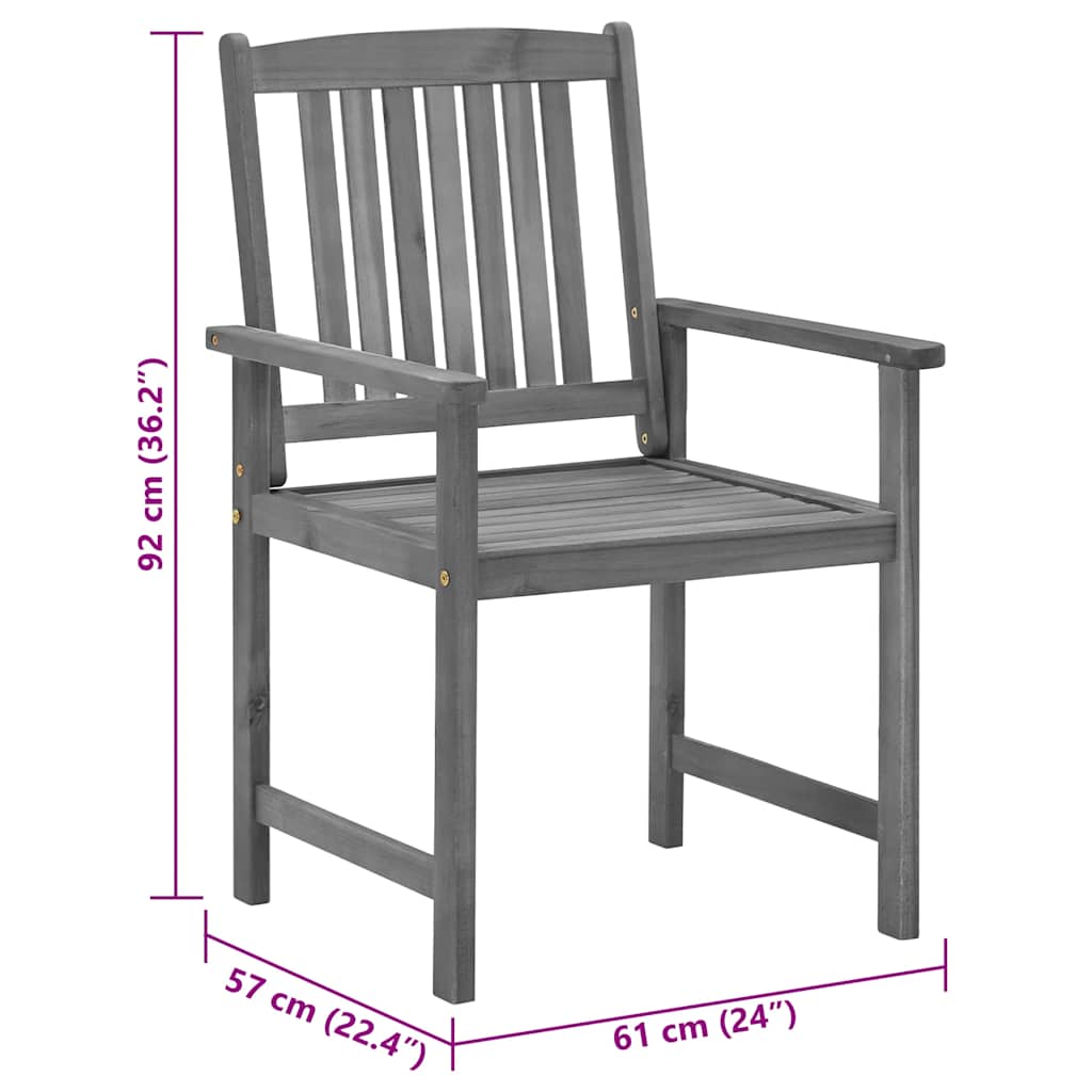 Patio Chairs with Cushions 4 pcs Gray Solid Acacia Wood