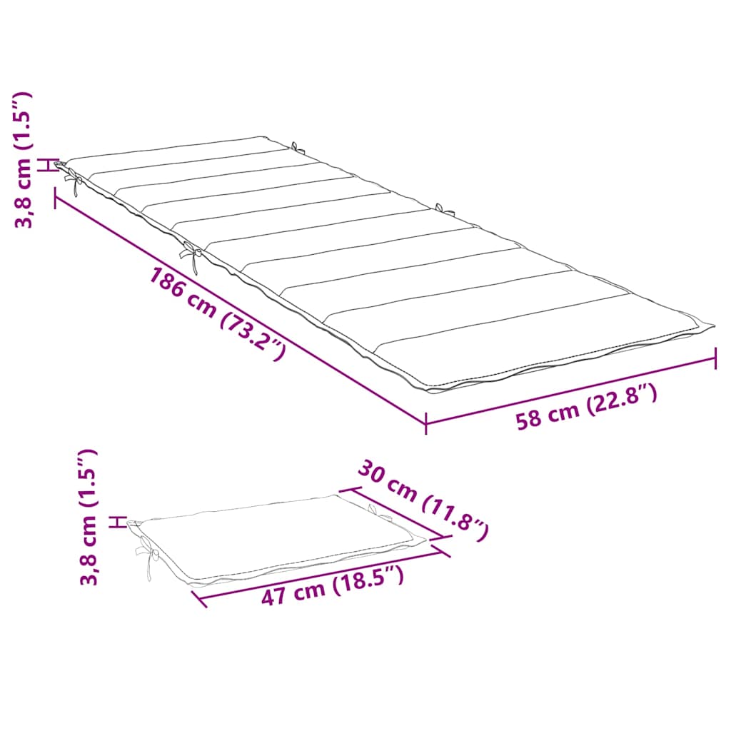 Patio Sun Lounger with Table and Cushion Solid Acacia Wood