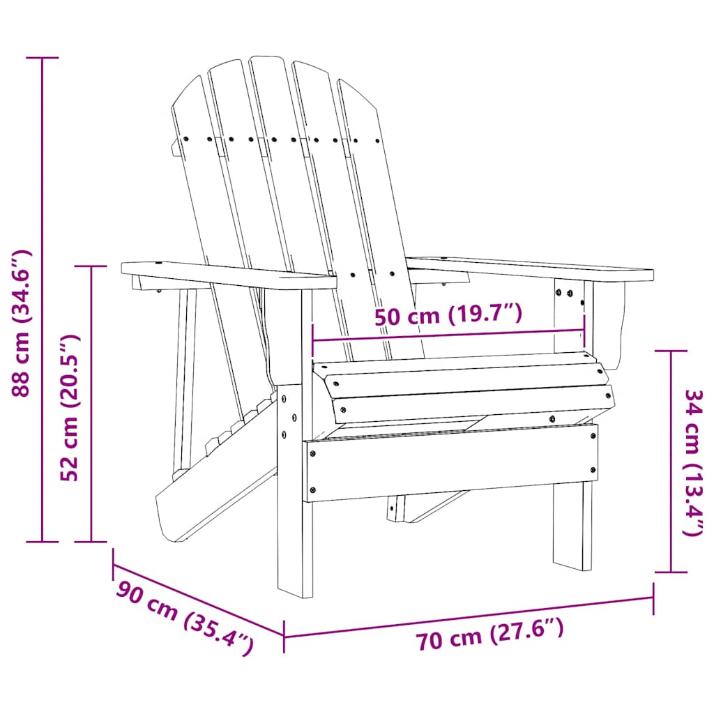 Garden Adirondack Chair Solid Fir Wood