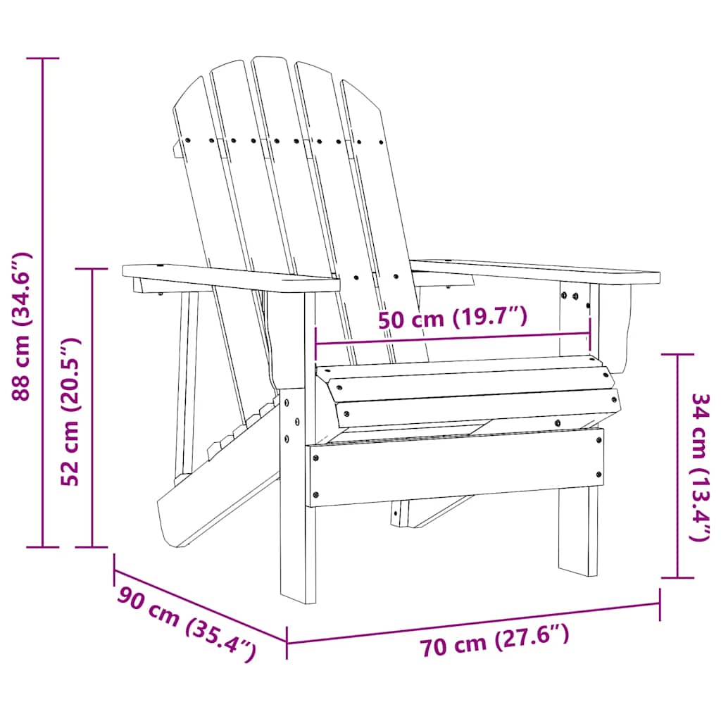 Patio Adirondack Chair Solid Fir Wood Blue