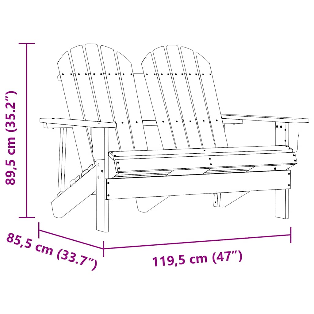 Garden Chair | White | Solid Fir Wood | 2-Seater | Durable