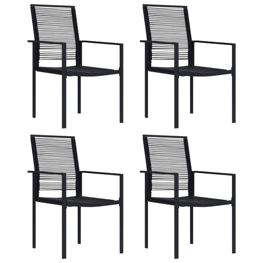 Dining Set | Black | Glass, Powder-Coated Steel, PVC Hollow Rattan