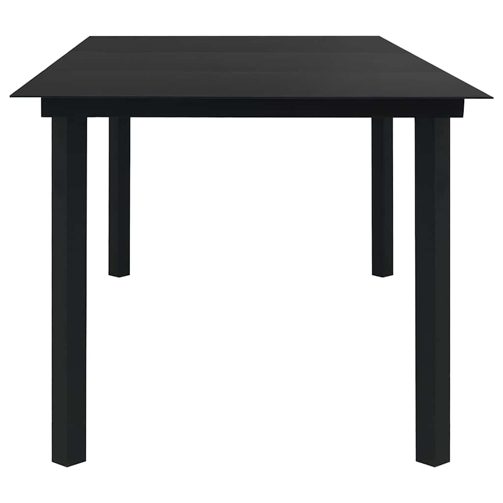 Dining Set | Black | Glass, Powder-Coated Steel, PVC Hollow Rattan