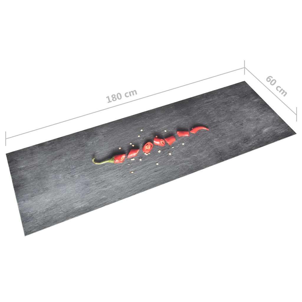 Kitchen Carpet | Grey, Red | Polyamide, Latex | 60x180 cm