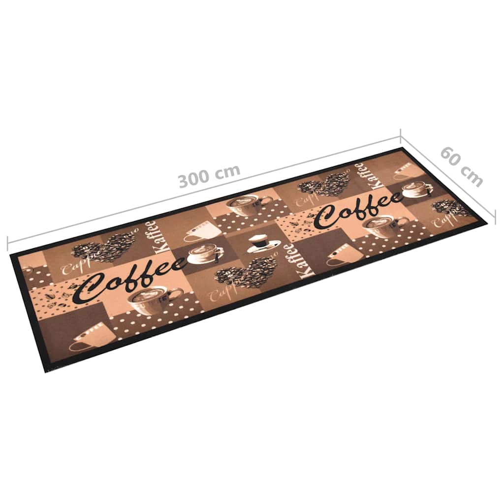 Kitchen Carpet | Coffee brown | Polyamide, Latex | 300x60 cm | Non-slip