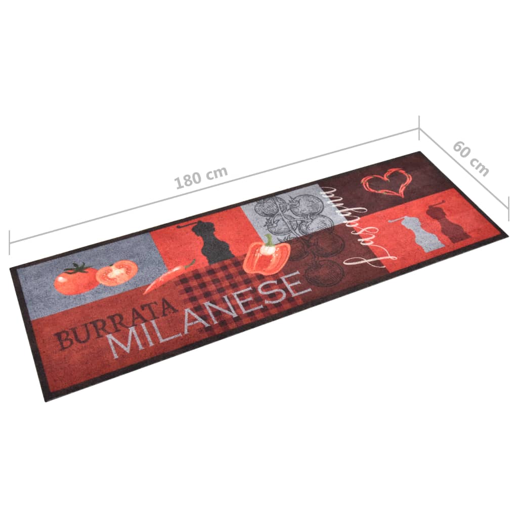 Kitchen Carpet | Red | Polyamide | 180 x 60 cm | Kitchen Carpet