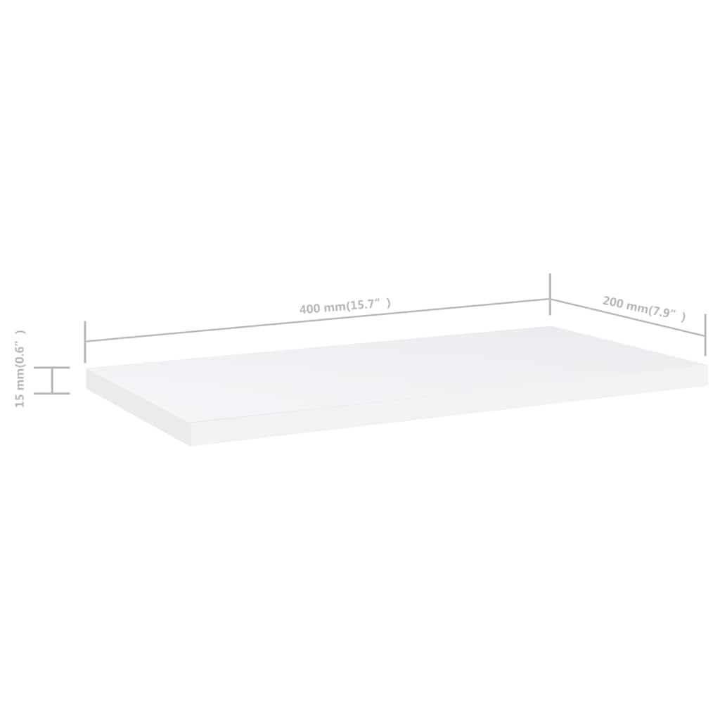 805138 vidaXL Bookshelf Boards 4 pcs White 40x20x1,5 cm Engineered Wood