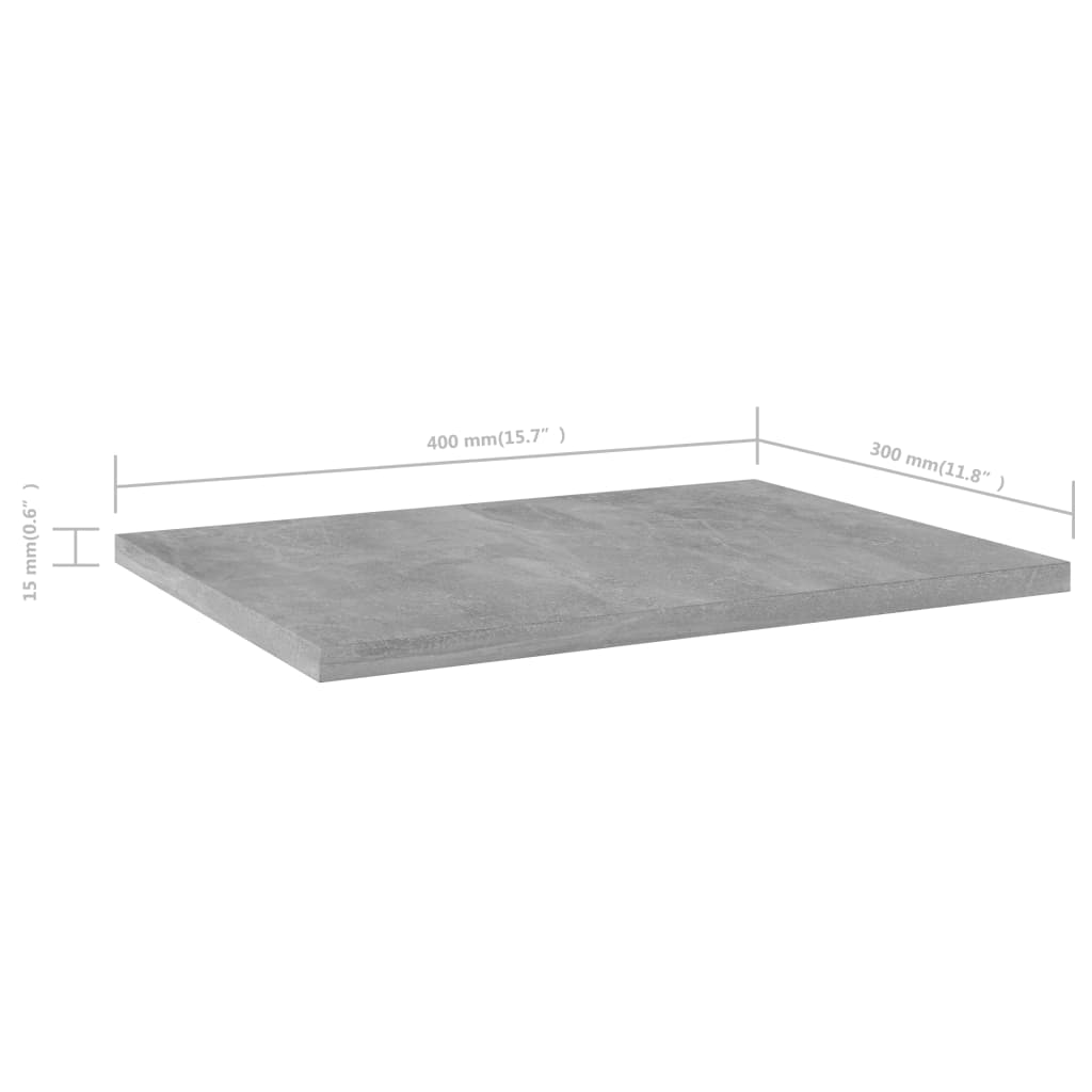 Bookshelf Boards 4 pcs Concrete Gray 15.7"x11.8"x0.6" Engineered Wood
