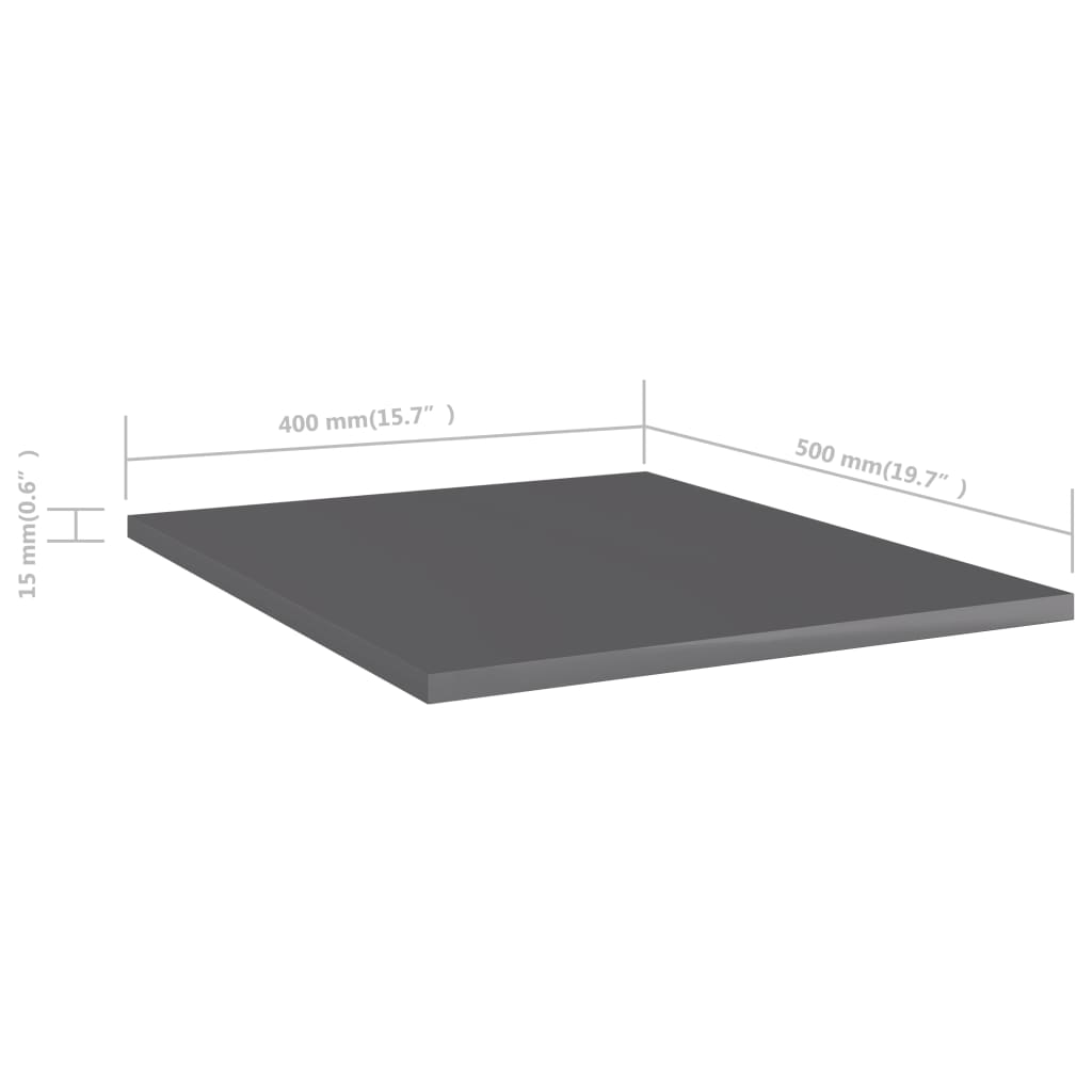 Bookshelf Boards 8 pcs High Gloss Gray 15.7"x19.7"x0.6" Engineered Wood