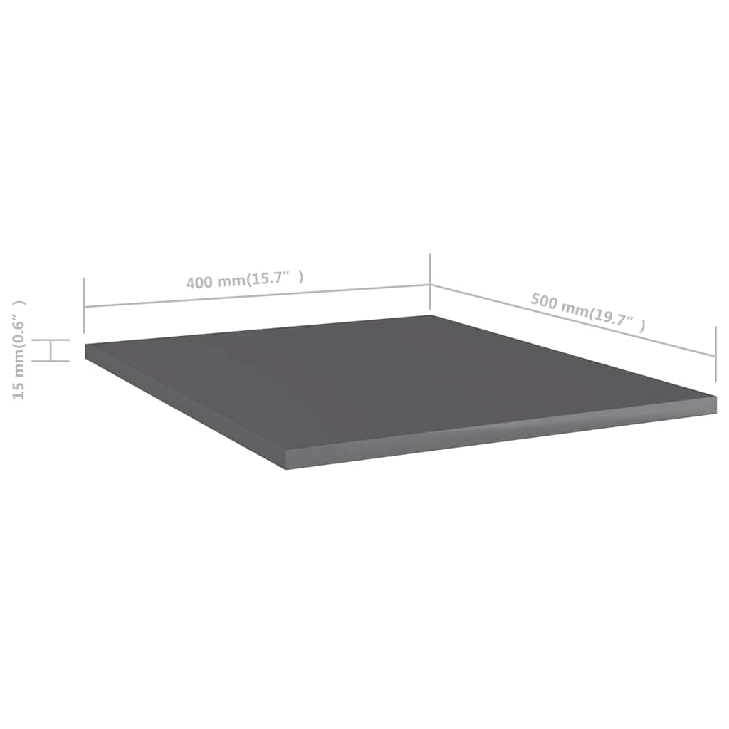 805201 vidaXL Bookshelf Boards 8 pcs High Gloss Grey 40x50x1,5 cm Engineered Wood