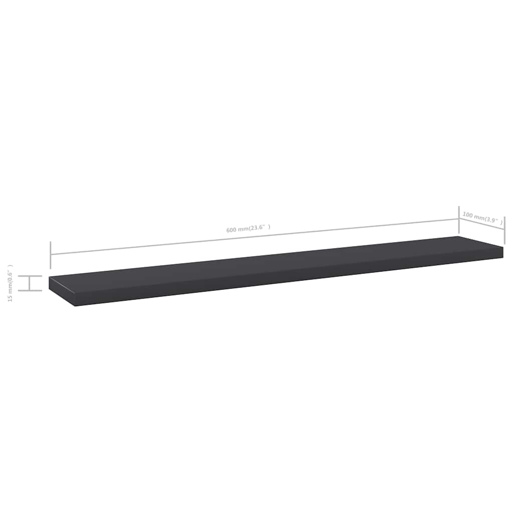 805206 vidaXL Bookshelf Boards 4 pcs Grey 60x10x1,5 cm Engineered Wood