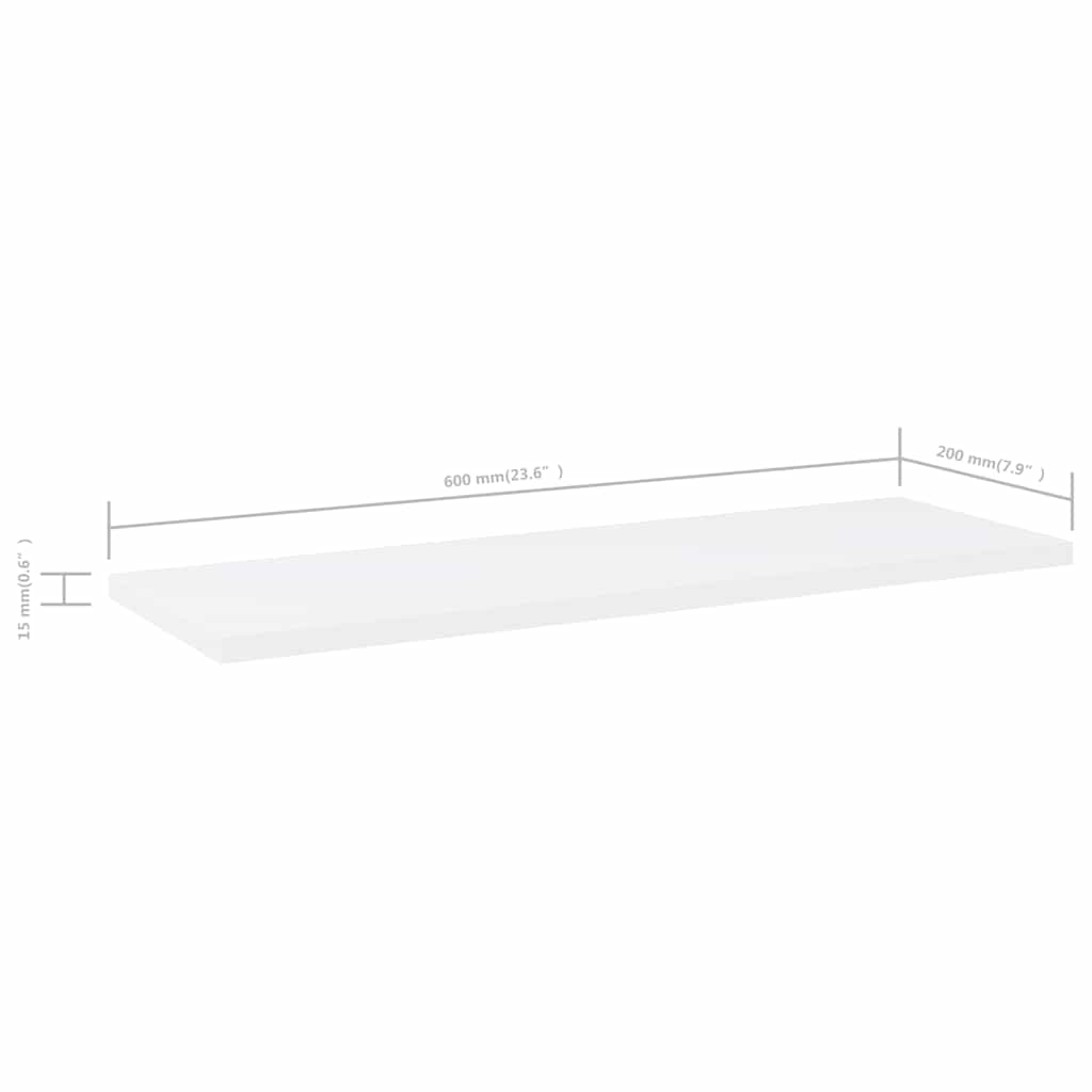 805218 vidaXL Bookshelf Boards 4 pcs White 60x20x1,5 cm Engineered Wood