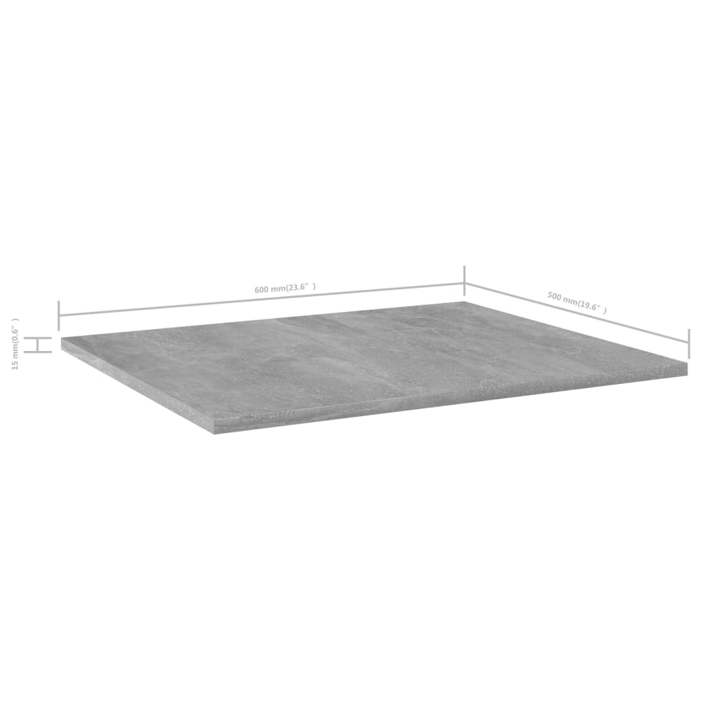 805274 vidaXL Bookshelf Boards 4 pcs Concrete Grey 60x50x1,5 cm Engineered Wood