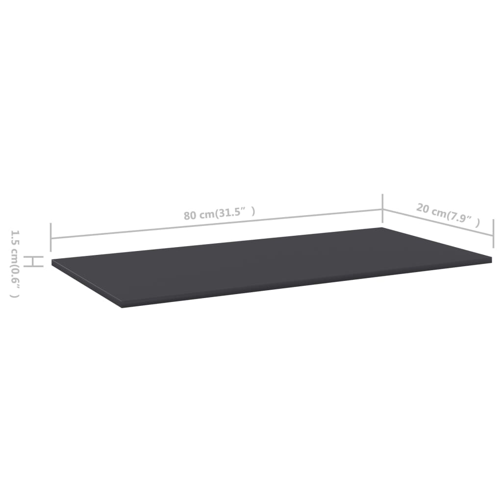 805303 vidaXL Bookshelf Boards 8 pcs Grey 80x20x1,5 cm Engineered Wood