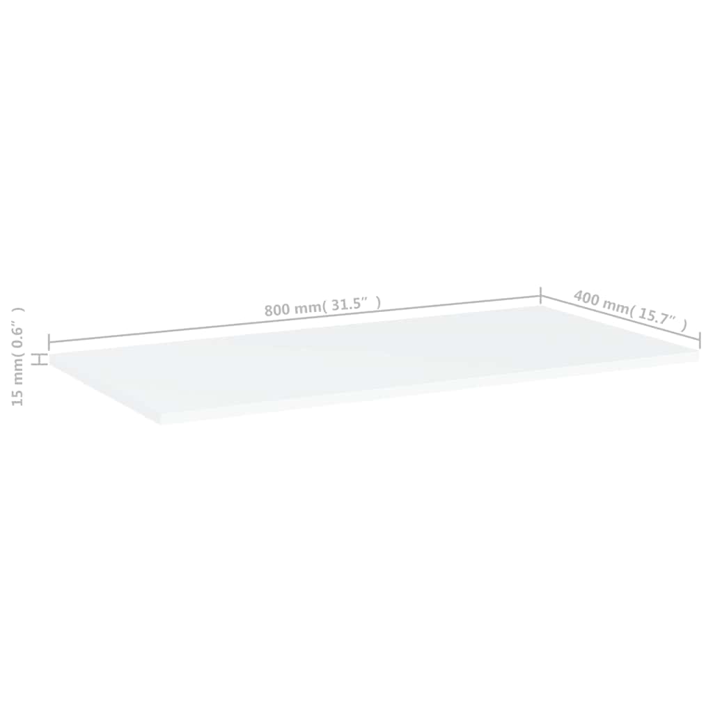 805330 vidaXL Bookshelf Boards 4 pcs White 80x40x1,5 cm Engineered Wood