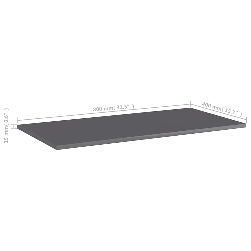805345 vidaXL Bookshelf Boards 8 pcs High Gloss Grey 80x40x1,5 cm Engineered Wood