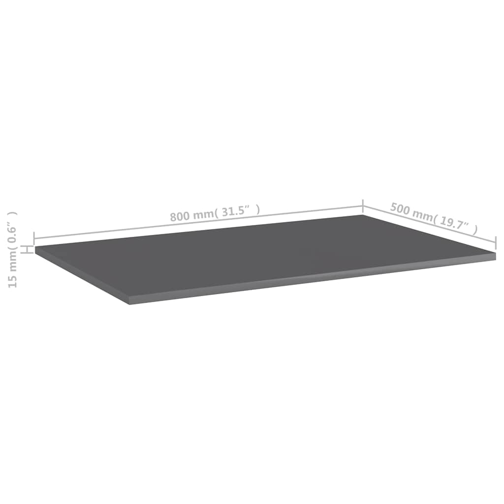 805360 vidaXL Bookshelf Boards 4 pcs High Gloss Grey 80x50x1,5 cm Engineered Wood
