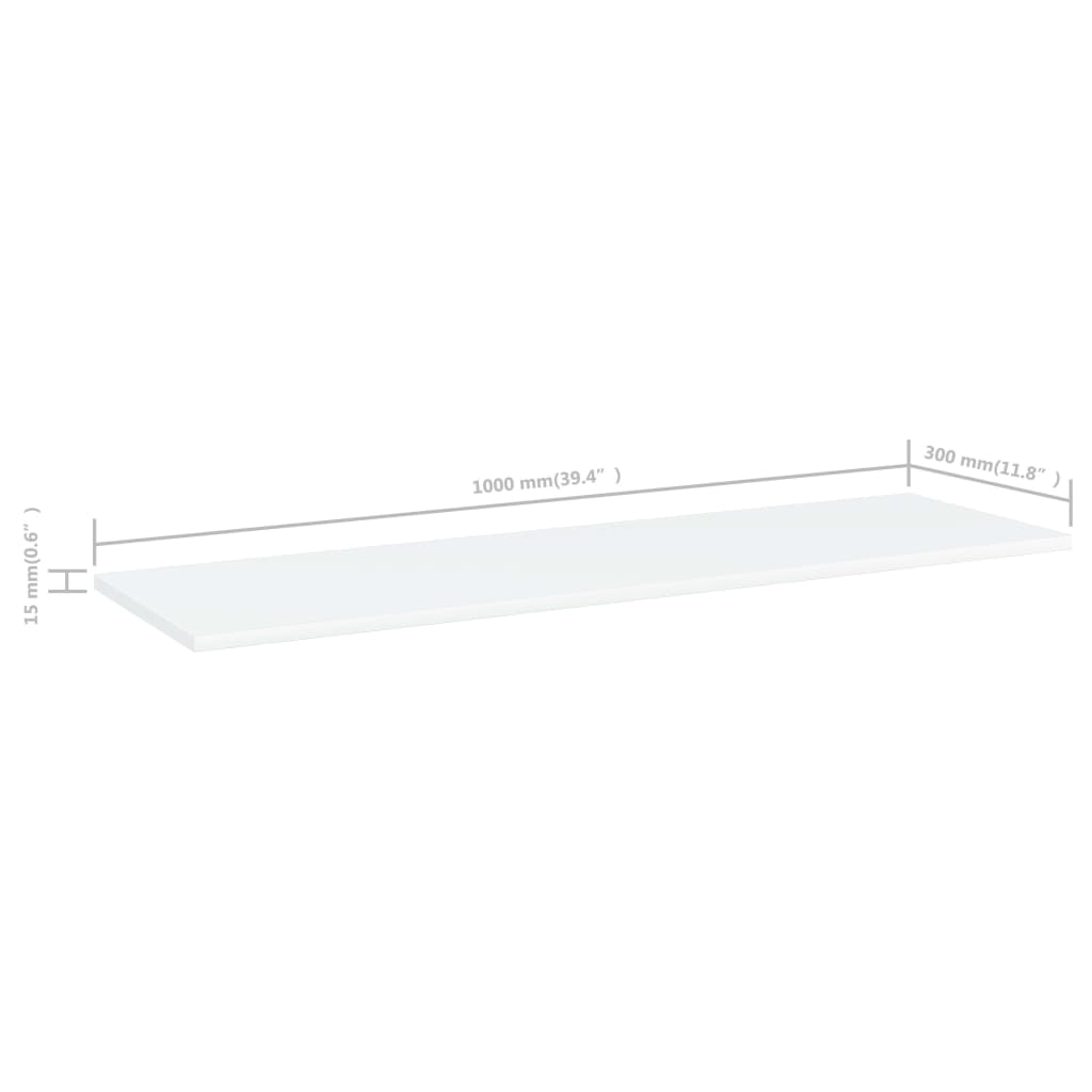 Bookshelf Boards 8 pcs White 39.4"x11.8"x0.6" Engineered Wood