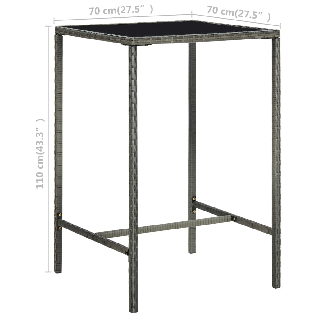3 Piece Patio Bar Set Poly Rattan Gray