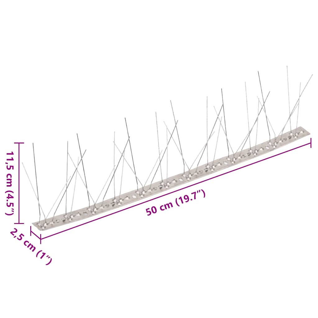 5-row Stainless Steel Bird & Pigeon Spikes Set of 10 5 m
