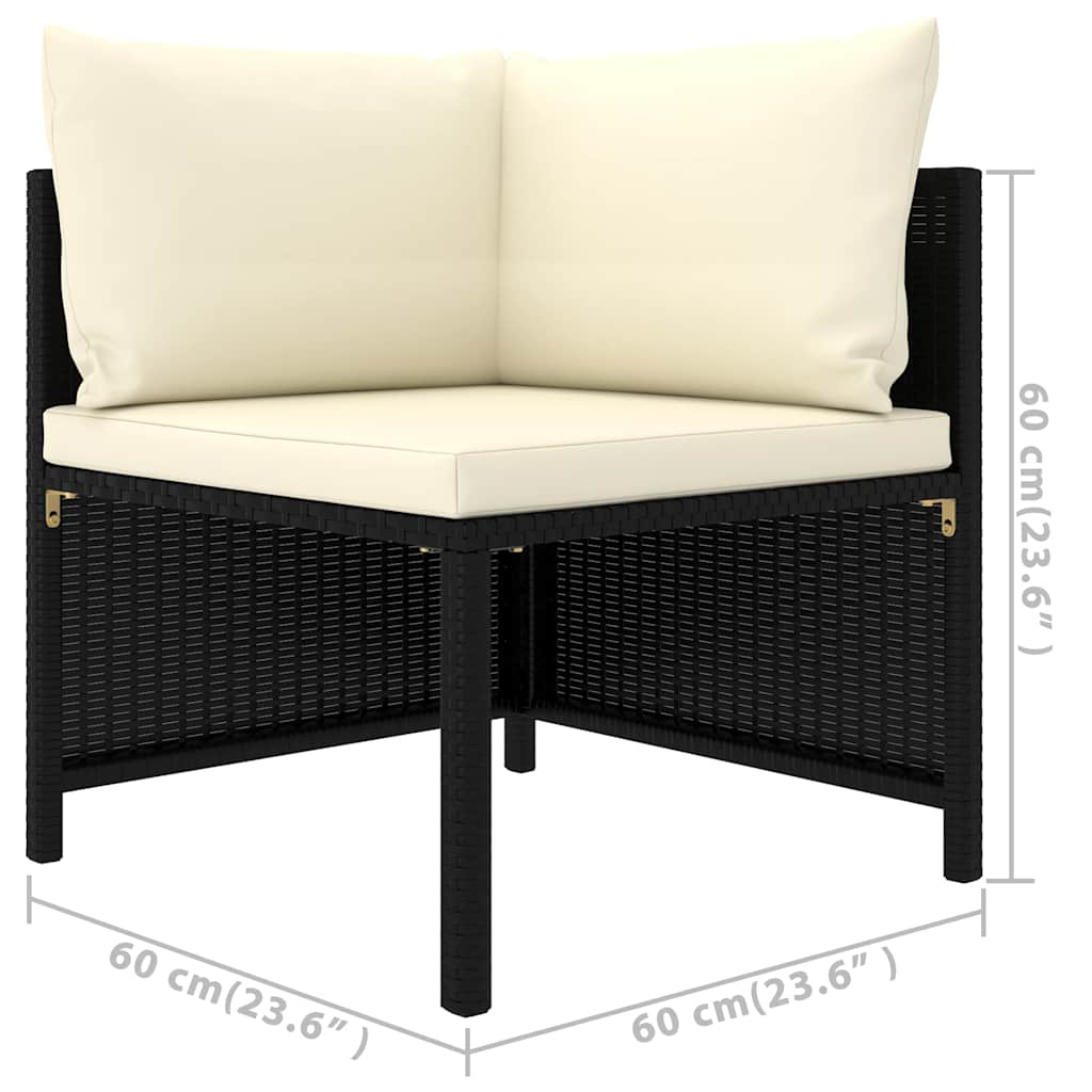 6 Piece Patio Lounge Set with Cushions Poly Rattan Black