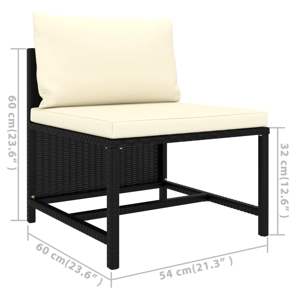 6 Piece Patio Lounge Set with Cushions Poly Rattan Black