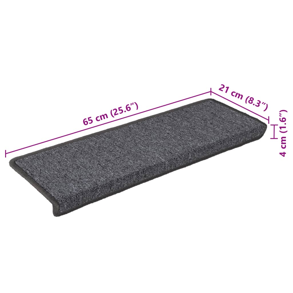 Stair Tread | Set of 15 | Grey and black | 100% Polypropylene