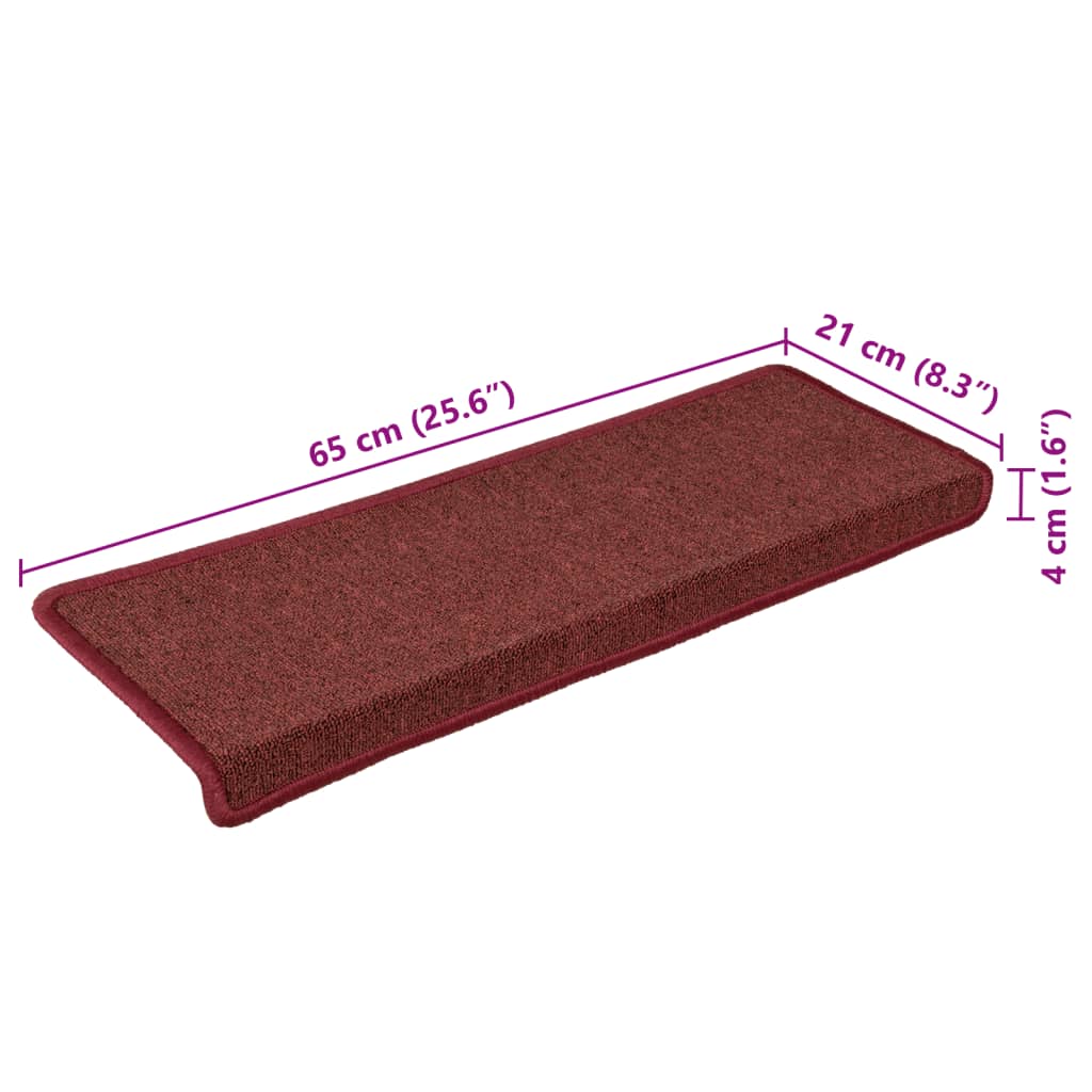 Stair Tread | Set of 15 | Matte Red | 100% Polypropylene | Non-slip