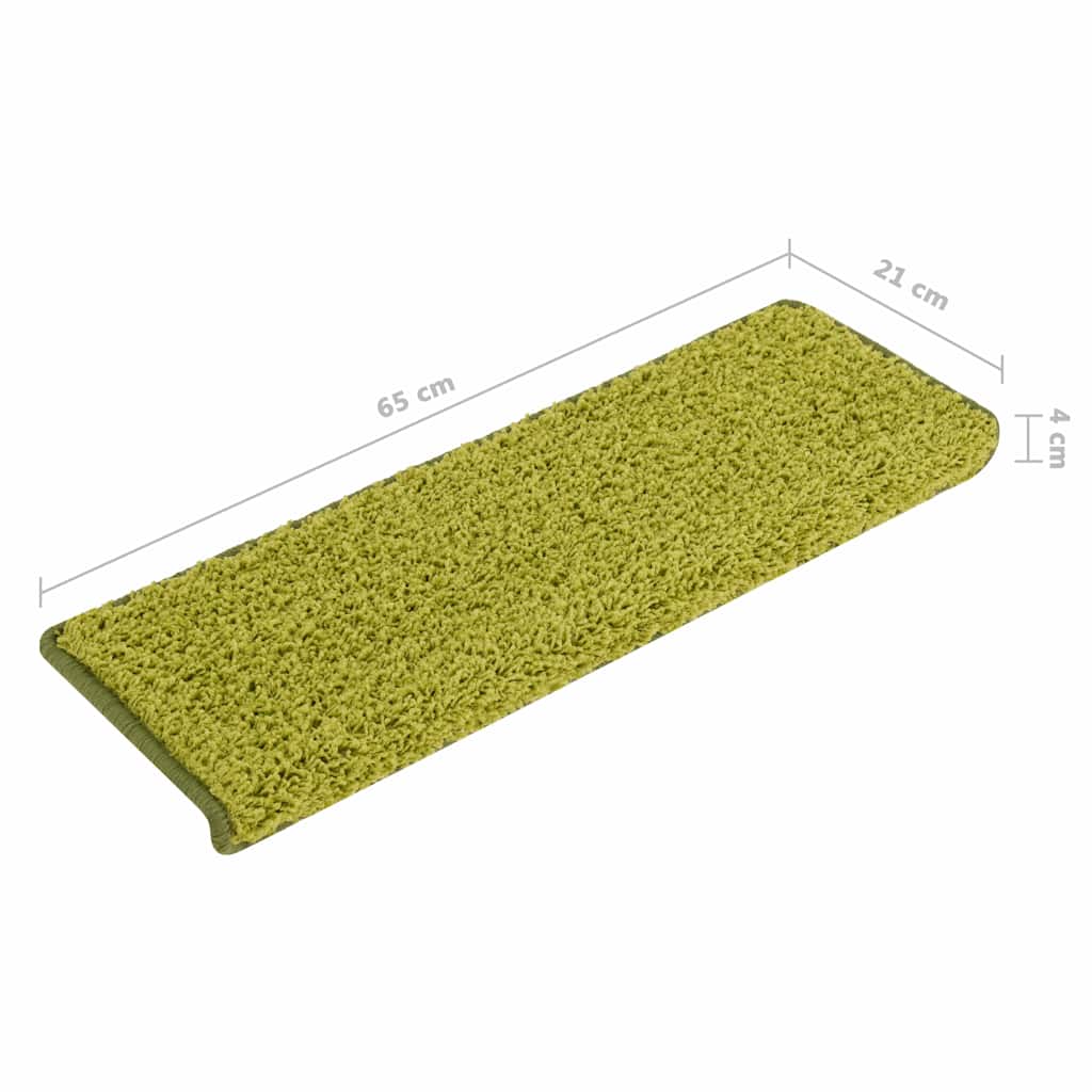 Stair Tread | Set of 15 | Green | 100% Polypropylene | 65 x 21 cm