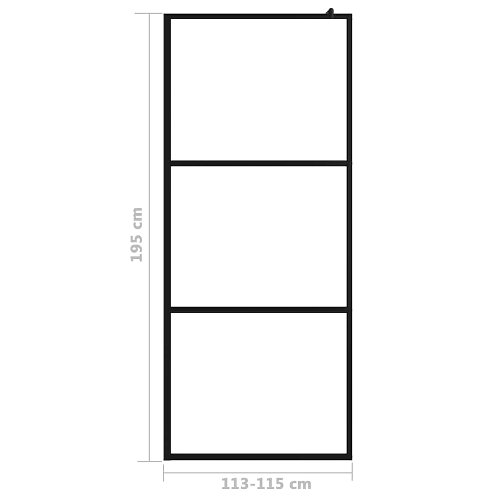 Walk-in Shower Wall with Clear ESG Glass Black 115x195 cm