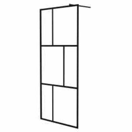 Walk-in Shower Wall with Tempered Glass Black 90x195 cm