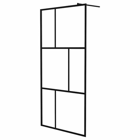 149154 vidaXL Walk-in Shower Wall with Tempered Glass Black 100x195 cm