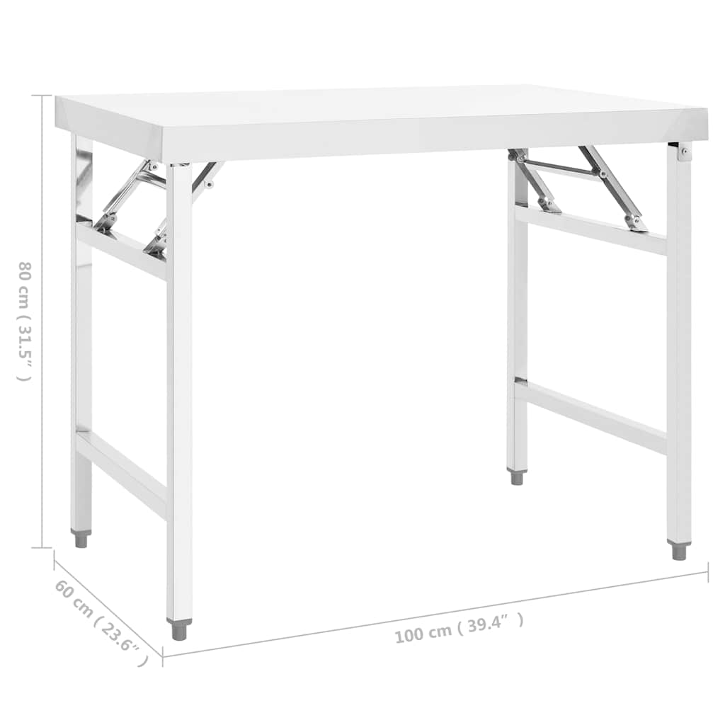 Kitchen Folding Work Table 39.4"x24"x32" Stainless Steel