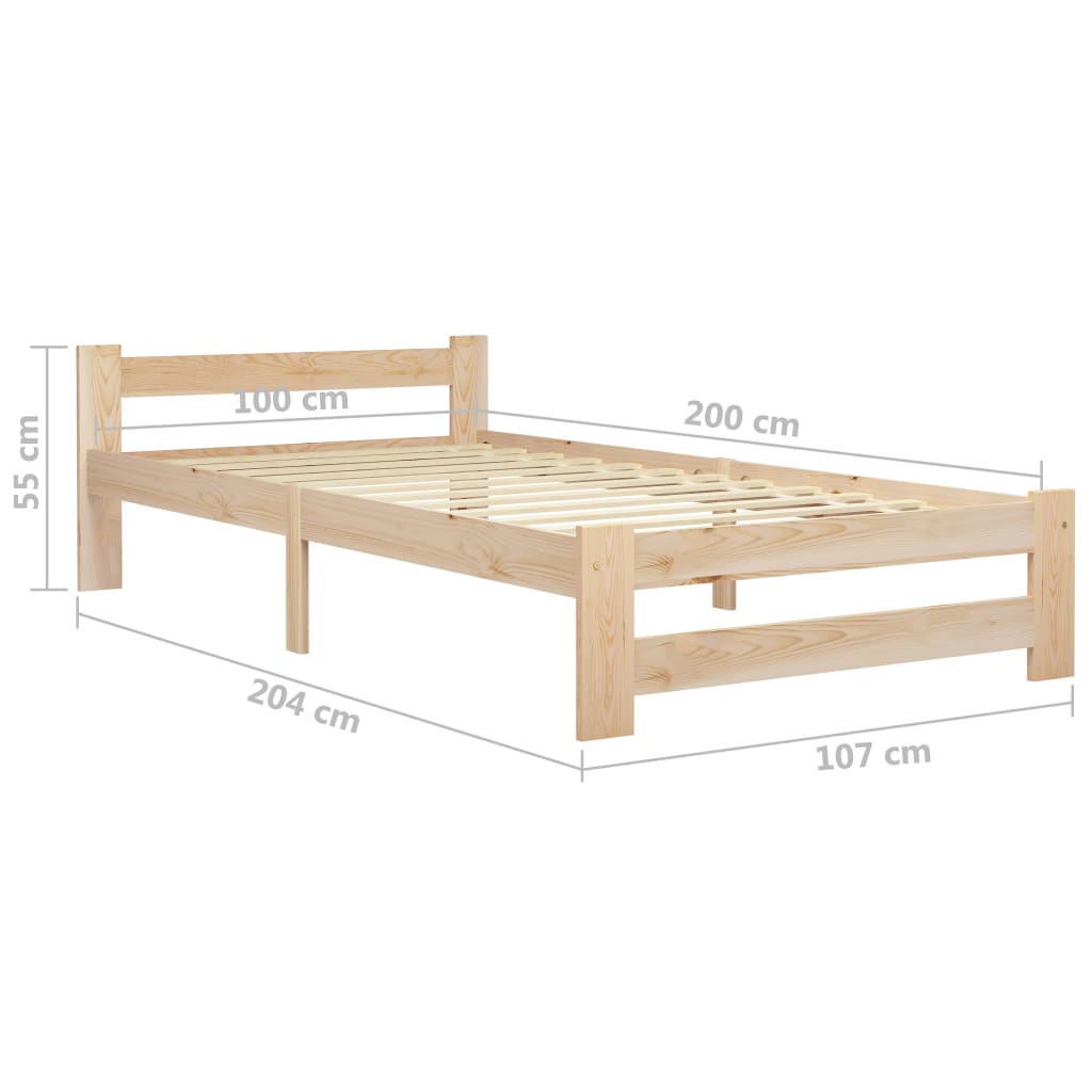 Bed Frame | Natural Wood | Solid Pine Wood, Plywood | Single | Tough