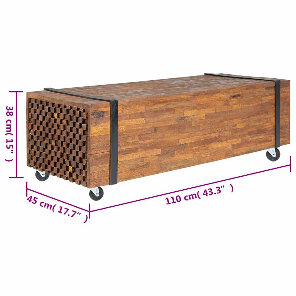 Coffee Table | Natural wood with black accents | Solid teak wood